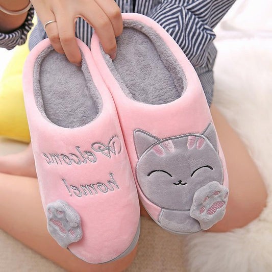 Women's Winter Home Slippers Cartoon Cat