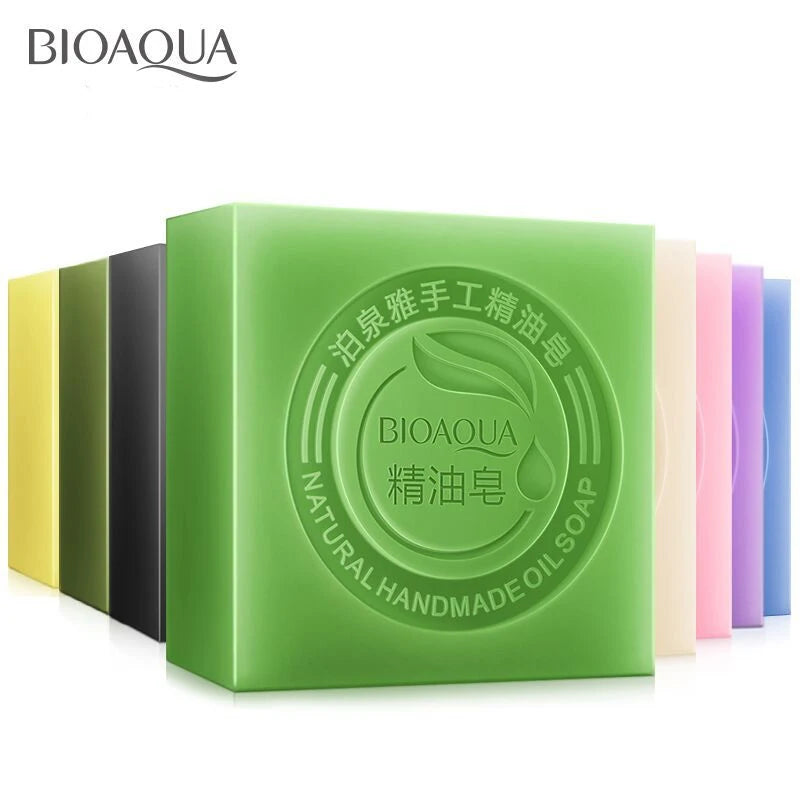 BIOAQUA Natural Plant Essential Oil Handmade Soap Whitening Moisturizing Remove Acne Clean Bath Soap Bamboo Charcoal Soap 100g