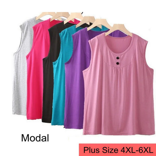 Women Summer Loose Vest Top Modal Casual Tank Tops T-Shirt Sleeveless Soft Shirt Blouse Tops Female Plus Size 5xl 6xl ouc1123