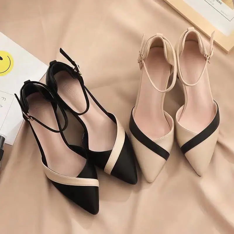 Cresfimix Women Classic Beige Square Heel Shoes for Party Ladies Classic Black Pu Leather Night Club Pumps Sapato Feminino C5762