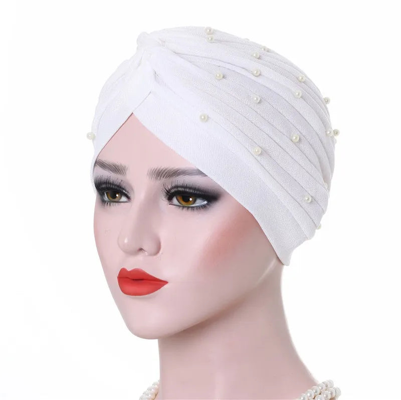 2020 cotton solid folds pearl muslim turban scarf  women islamic inner hijab caps Arab wrap head  femme musulman turbante mujer