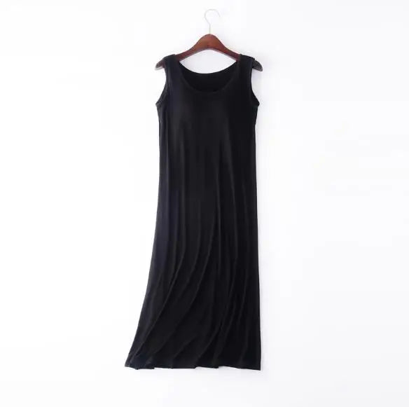 Women sexy nightwear bra padded long dress sleeveless summer nightdress large size modal cotton nightgowns female sleepwear 4XL