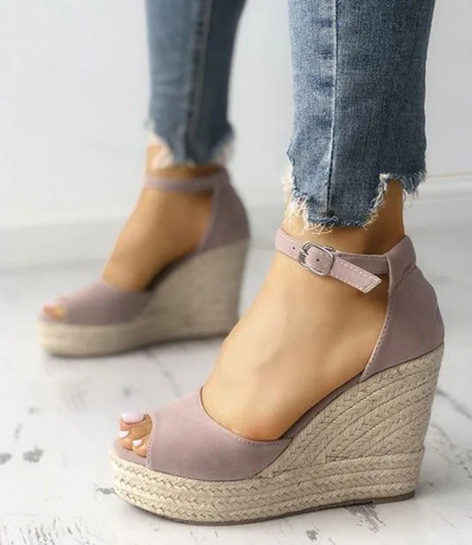 Women Wedges Peep Toe Sandals Platform Ankle Strap High Heel Shoes Female Pumps Beach Wedding Ladies Sandals rope Espadrilles