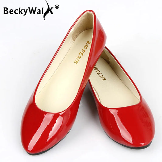 Summer women's flat shoes patent leather women's flat shoes candy color Lok Fu shoes comfortable shoes women EU 42  WSH2215