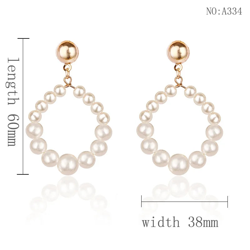 2019 New Personality Foreign Trade Wild Simple Size Pearl Earrings Women Birthday Gift Jewelry Statement Earrings Oorbellen