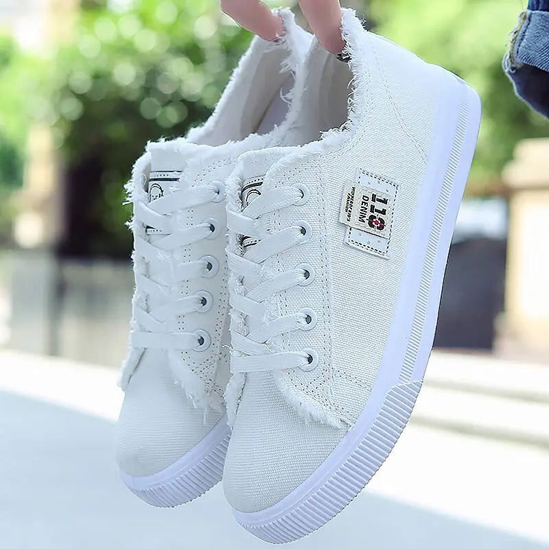 Women Canvas shoes Sneakers 2024 Hot Solid Lace-up Superstar Shoes for Girls Non-slip Size 35-42 Zapatillas mujer