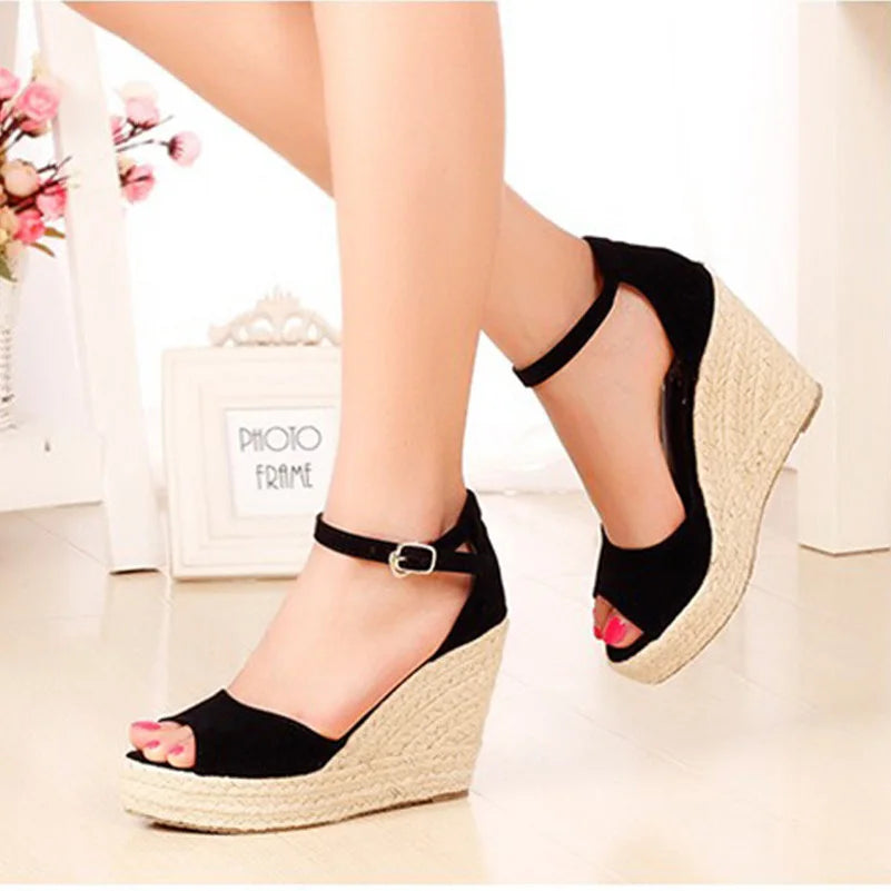 Big Size 32-44 New Summer Women's Sandals Peep-Toe Shoes Woman 9CM/11CM High-Heeled Platfroms Casual Wedges For Women High Heels