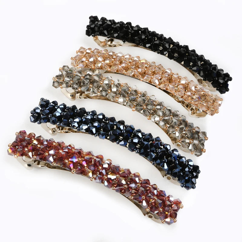 1Pc Bling Crystal Hairpins Headwear for Women Girls Rhinestone Hair Clips Pins Barrette Styling Tools Accessories 7 Colors