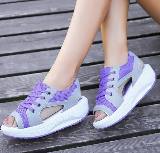 Women Wedges Sandals Mesh Casual Summer Shoes Peep Toe Swing Platform Sandals plataformas mujer sandalias Ladies Shoes