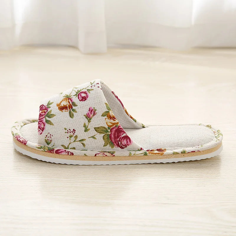 Women Home Slippers Indoor Floor Soft Couple Linen Slipper Spring Autumn Lightweight Unisex Bedroom Shoes Ladies Flax Flip Flops