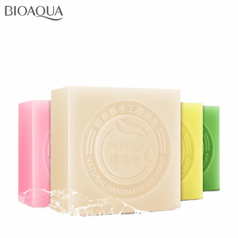 BIOAQUA Natural Plant Essential Oil Handmade Soap Whitening Moisturizing Remove Acne Clean Bath Soap Bamboo Charcoal Soap 100g