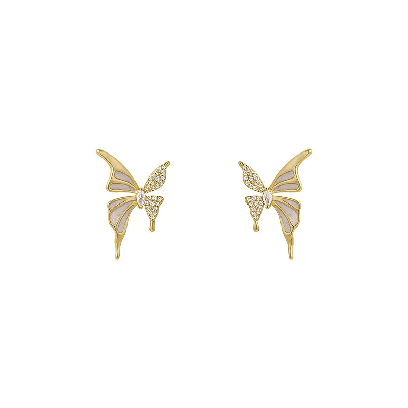 Butterfly Studs Female Light Luxury Minority Best Selling Unique Zircon