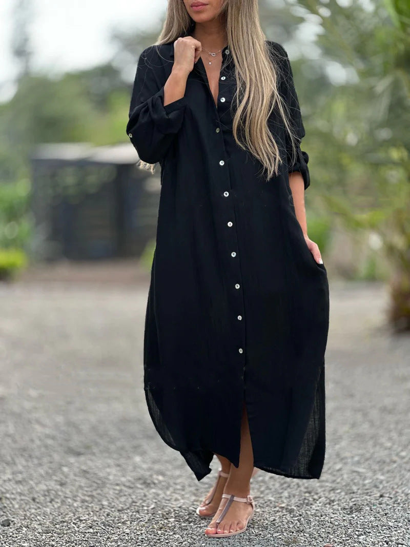 Women's Casual Long-sleeved Cardigan Dress