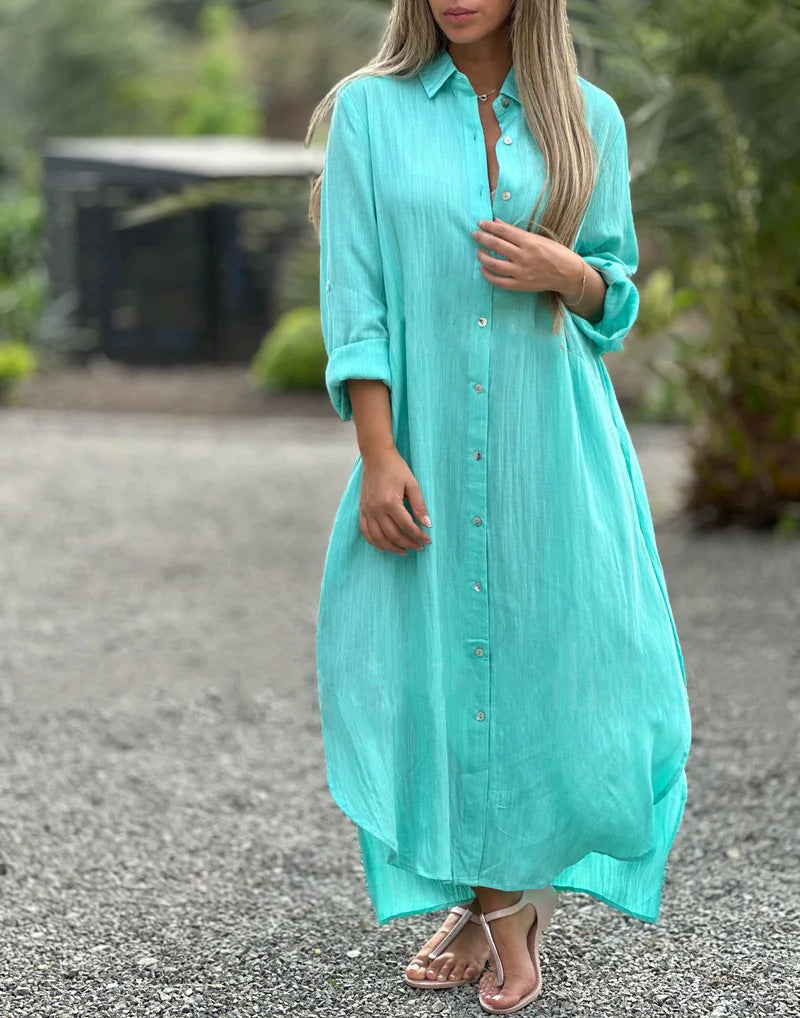 Women's Casual Long-sleeved Cardigan Dress