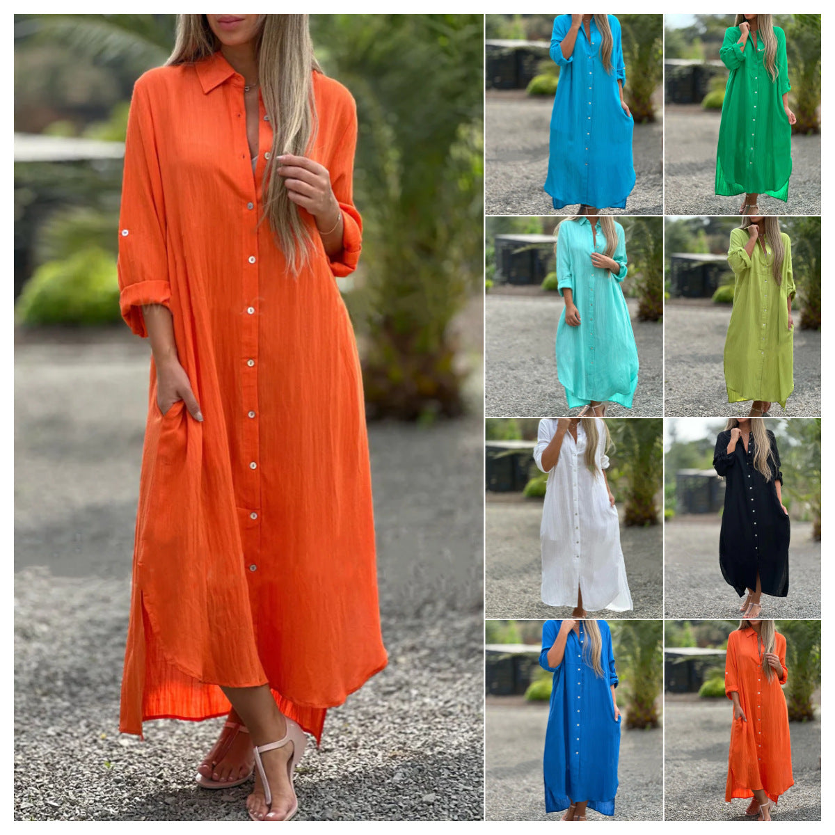 Women's Casual Long-sleeved Cardigan Dress