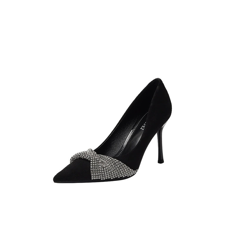 Black Crystal Socialite Style Banquet Dress High Heels