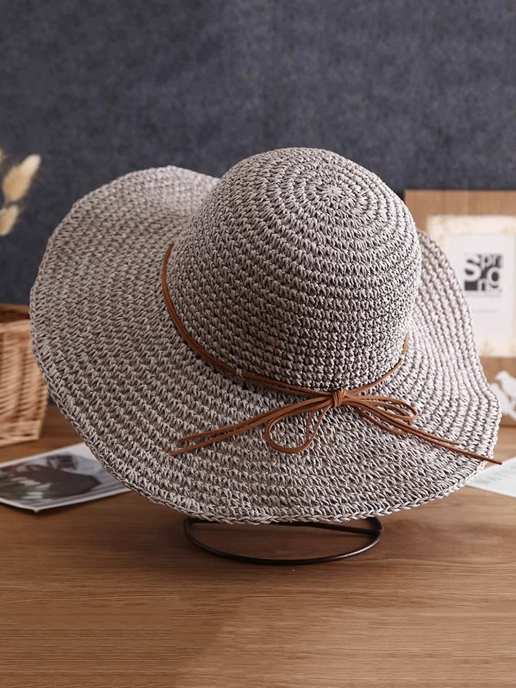 Summer Women's Fresh Travel Sunshade Wide Brim Sun-Proof Straw Hat