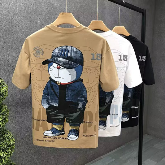 Counter Withdrawal ~ Cartoon Print Short Sleeve T-Shirt Boys Fashion Brand Summer Classy Crew Neck Half Sleeve T-shirt Trendy Tops