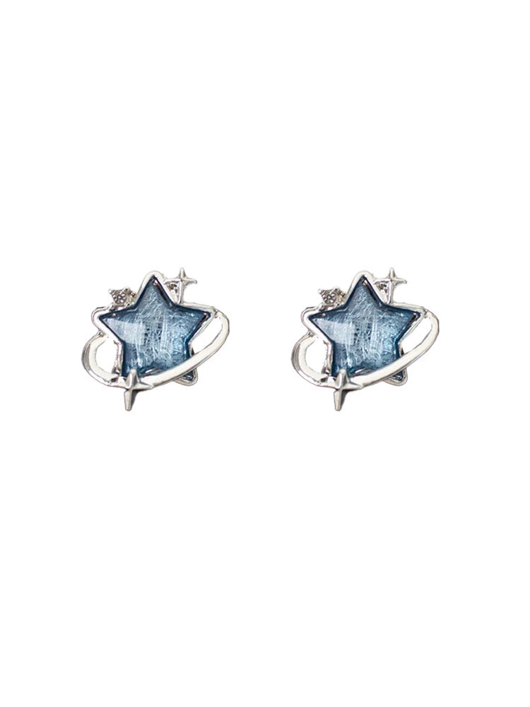 Blue Starry Sky Niche Design Sweet Cool Style Ear Studs