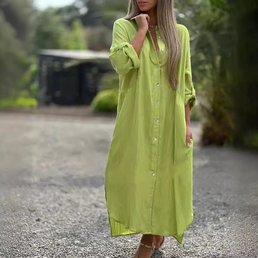 Women's Casual Long-sleeved Cardigan Dress