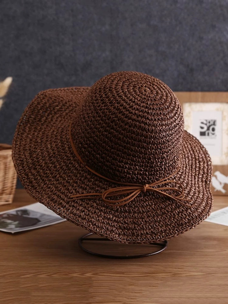 Summer Women's Fresh Travel Sunshade Wide Brim Sun-Proof Straw Hat