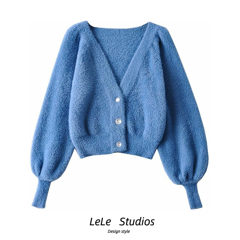 Women's Ins V-neck Three-Button Knitted Sweater