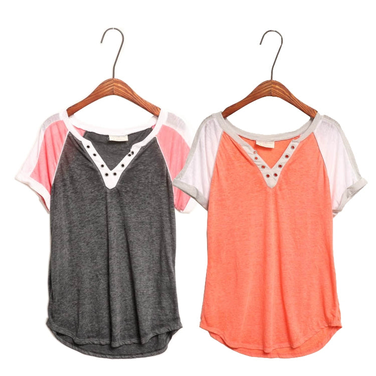 Women's New Color Matching Casual plus Size Top T-shirt