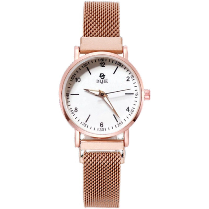 Women's Watch Junior High School Female Student Minimalist Fashionable Rose Gold Steel Belt Bean Bag Magnet Belt Ultra-Thin New Spring New Arrival