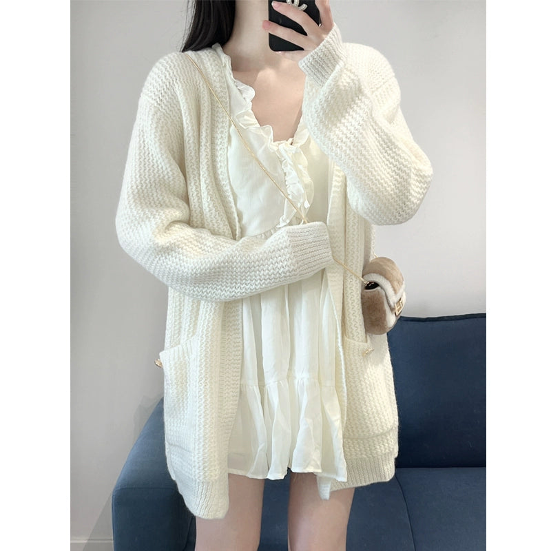 Coat Women's Velvet White Silk Dress Knitted Sweater