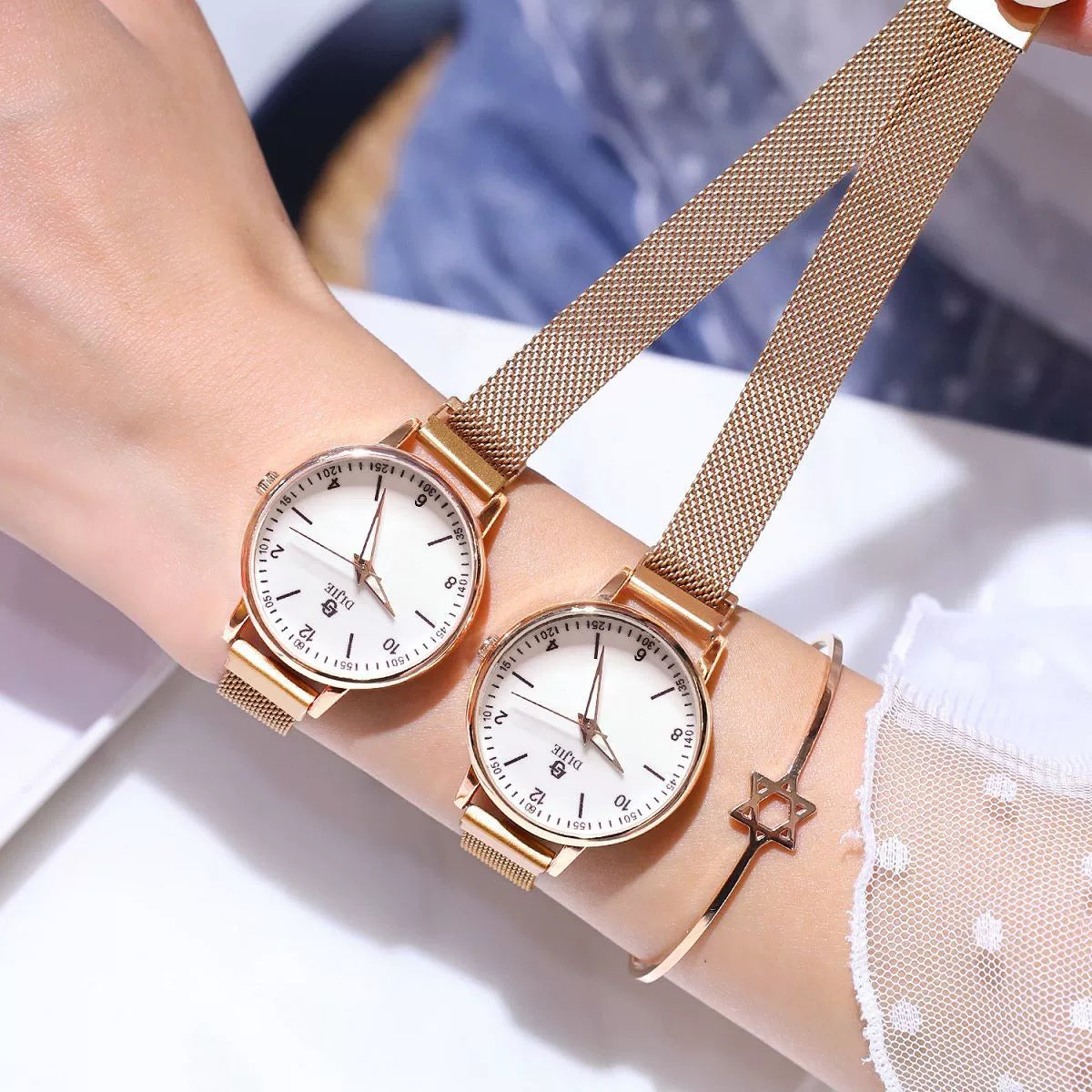 Women's Watch Junior High School Female Student Minimalist Fashionable Rose Gold Steel Belt Bean Bag Magnet Belt Ultra-Thin New Spring New Arrival