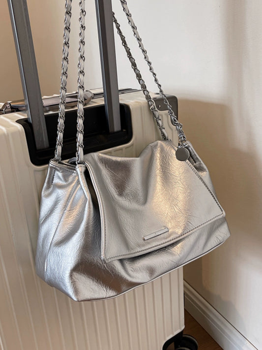 Women's Bag Casual Soft Leather Popular Hot-Selling Product Silver Chain