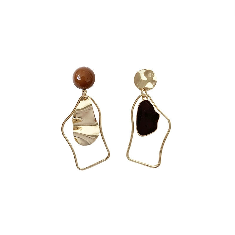 A11 Retro Geometric Irregular Ear Studs Women's Silver Needle