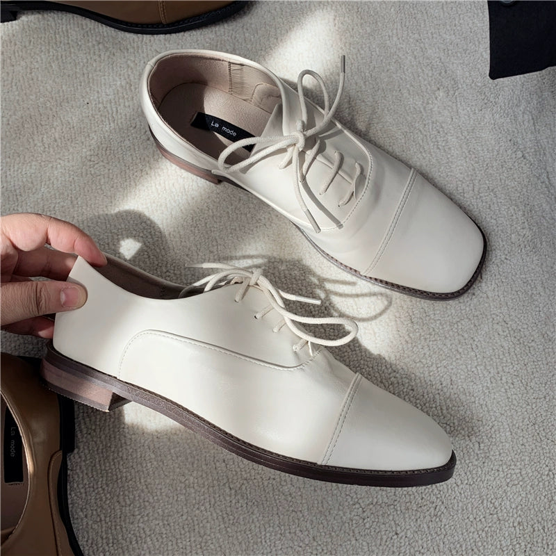 British Style Small Leather Shoes Retro Korean Style Single-Layer Shoes French style Shoes Spring and Summer Versitile Women JK Women's Shoes Loafers Mules Shoes