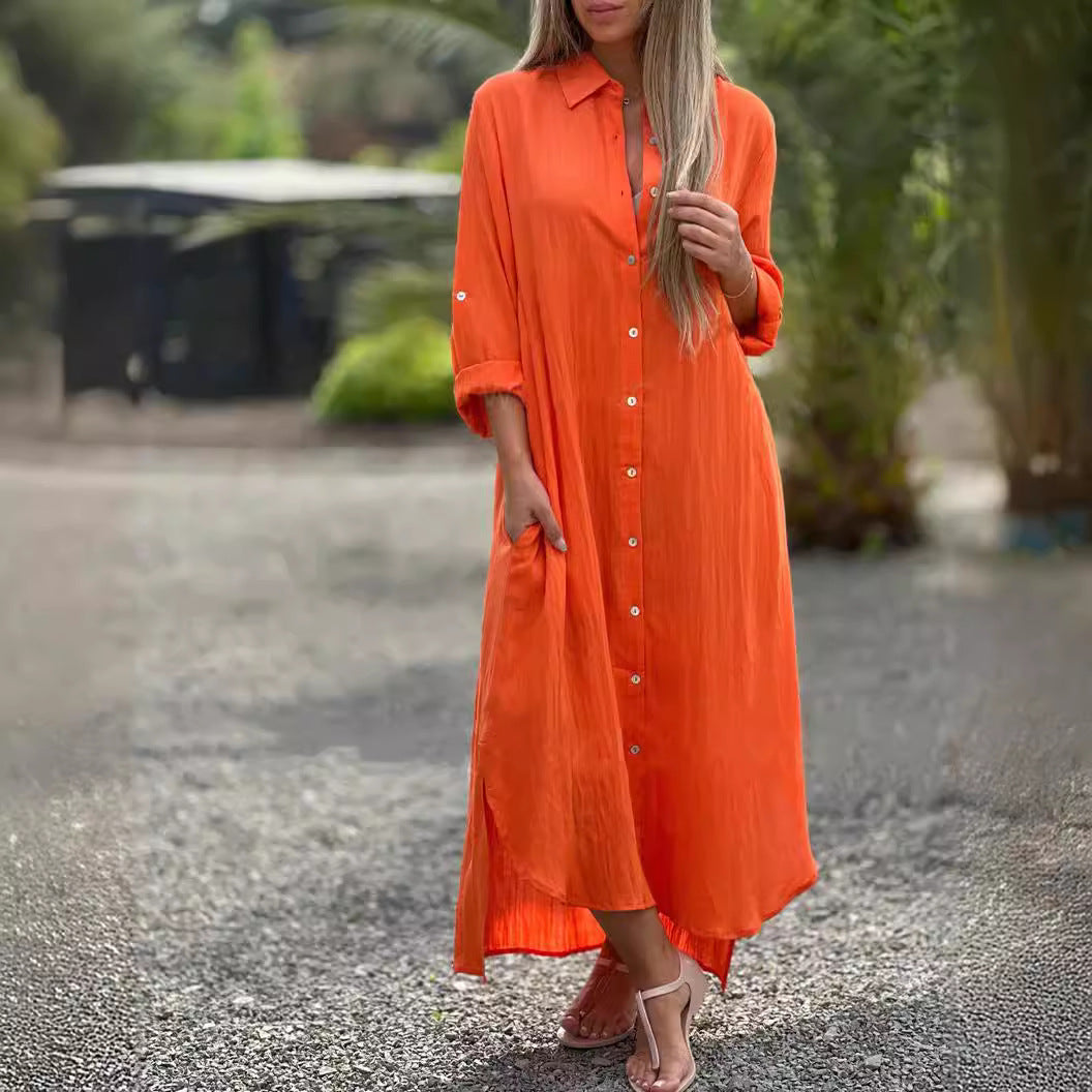 Women's Casual Long-sleeved Cardigan Dress