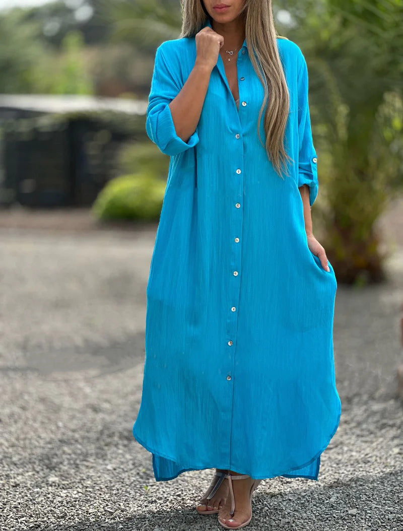 Women's Casual Long-sleeved Cardigan Dress