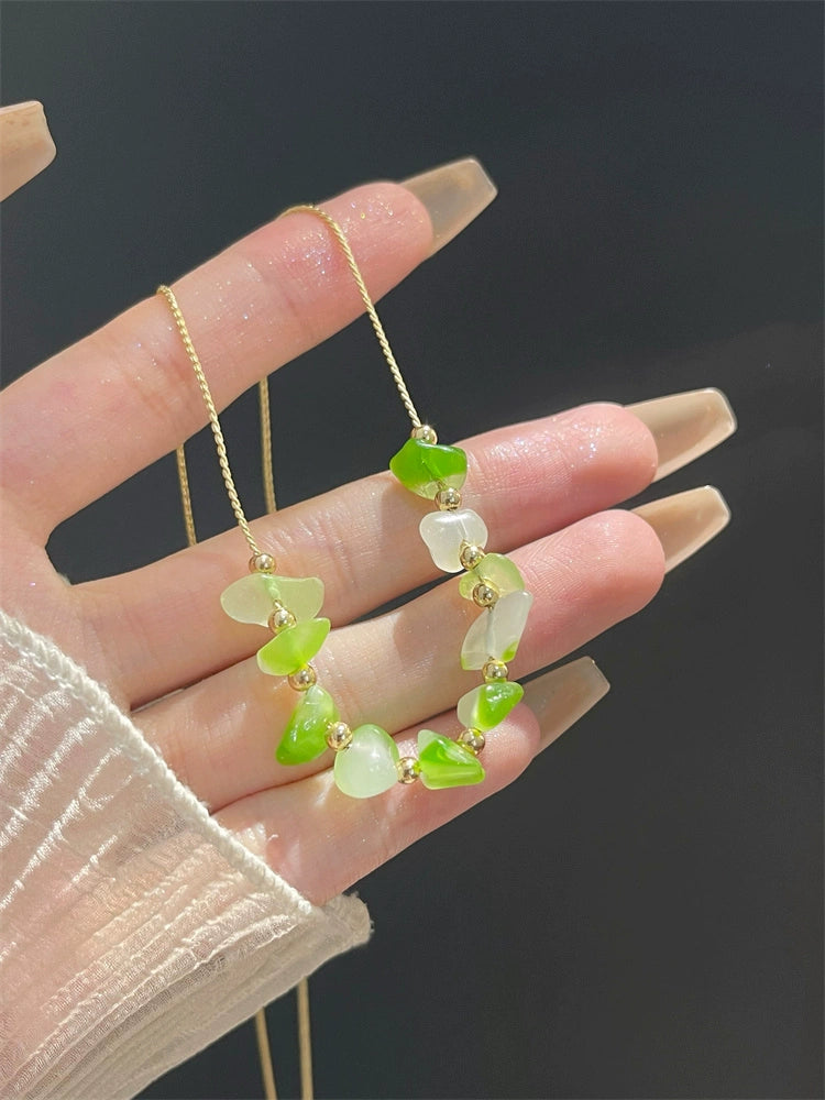 Asymmetrical Color Natural Stone Necklace Female Summer Easiest for Match Niche Style Girlfriends Classy Necklace Accessories Temperament Clavicle Chain