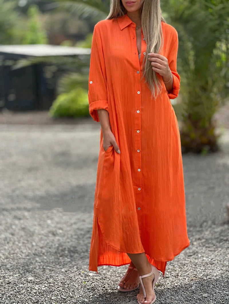 Women's Casual Long-sleeved Cardigan Dress