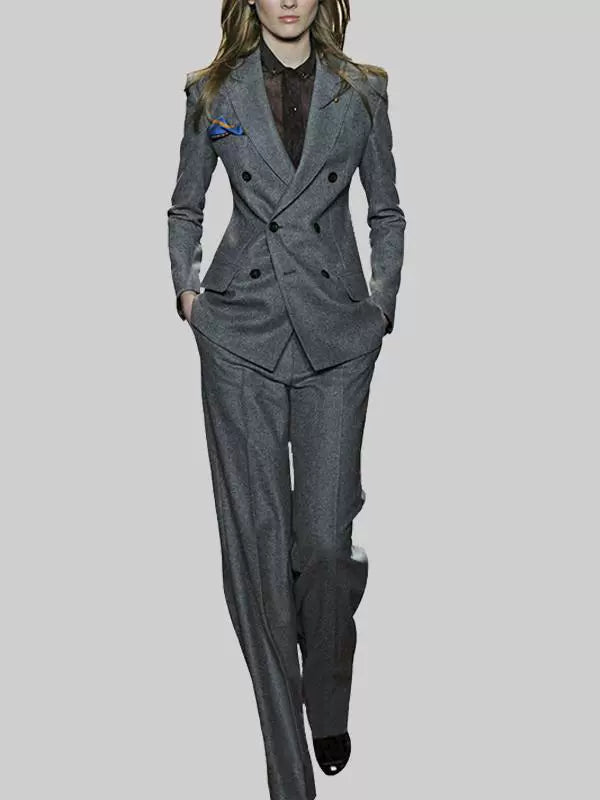 Adult Lady like Woman Lightly Mature Professional Slim Fit Suit Fashion Suit