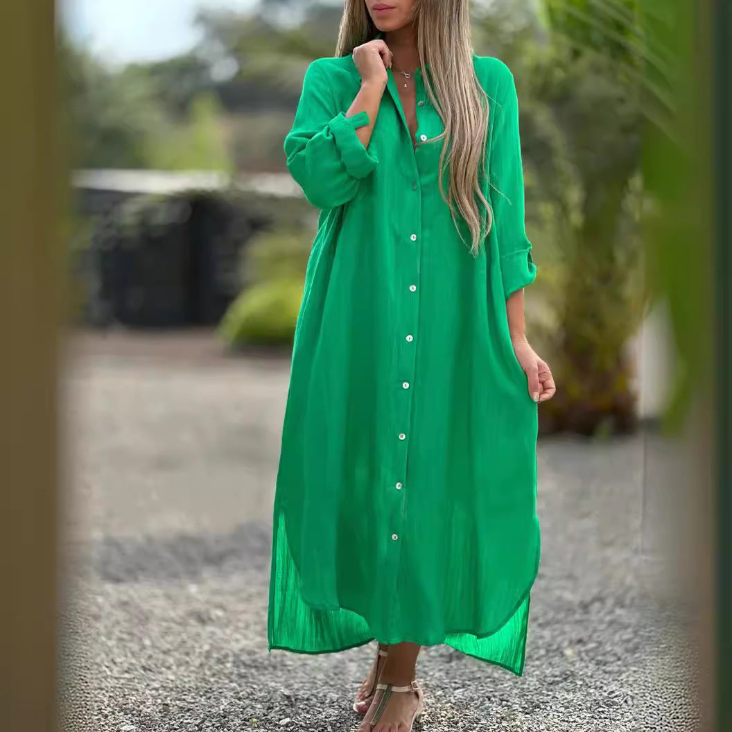 Women's Casual Long-sleeved Cardigan Dress