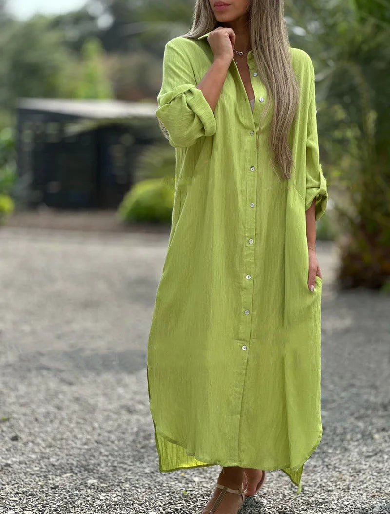 Women's Casual Long-sleeved Cardigan Dress