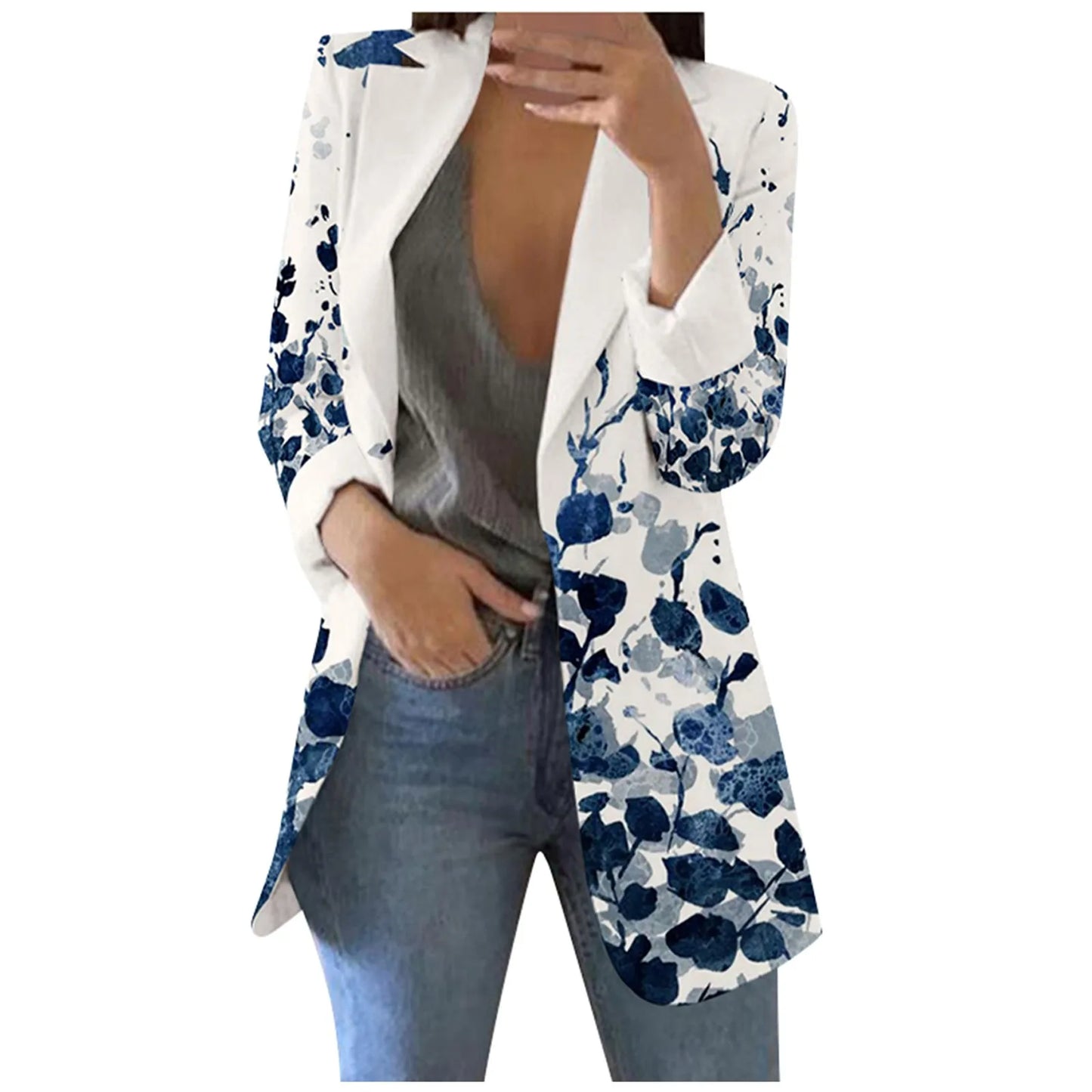 Women'S Coat For Autumn Fashion Colorful Short Suit Casual Printed Suit Long Sleeve Loose Comfortable Cotton Cardigan Coat 2023