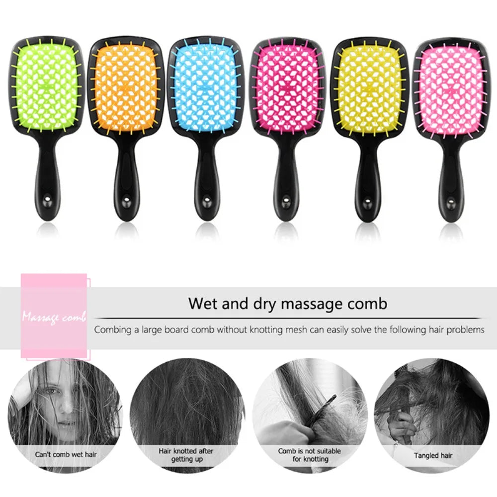 Tangled Hair Comb Detangling Hair Brush Massage Combs Barber Comb Hollow Out Wet Curly Hair Brushes Salon Hair Styling Tools