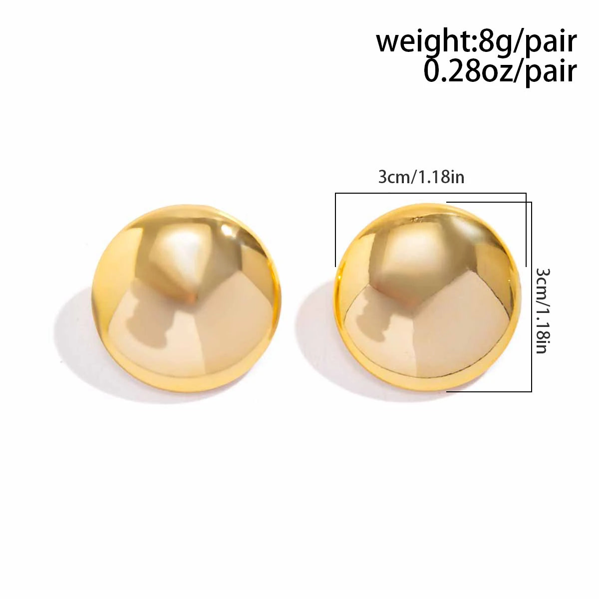 CCB Material Smooth Surface Round Stud Earrings for Women Trendy Ladies Elegant Accessories on the Ear 2024 Fashion Jewelry Gift