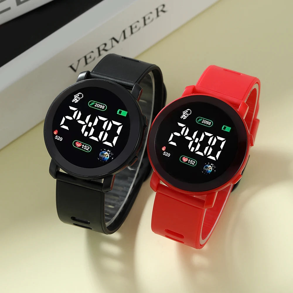 2pcs Couple Astronaut Electronic Watch Black Red Pink High Appearance Level Electronic Watch