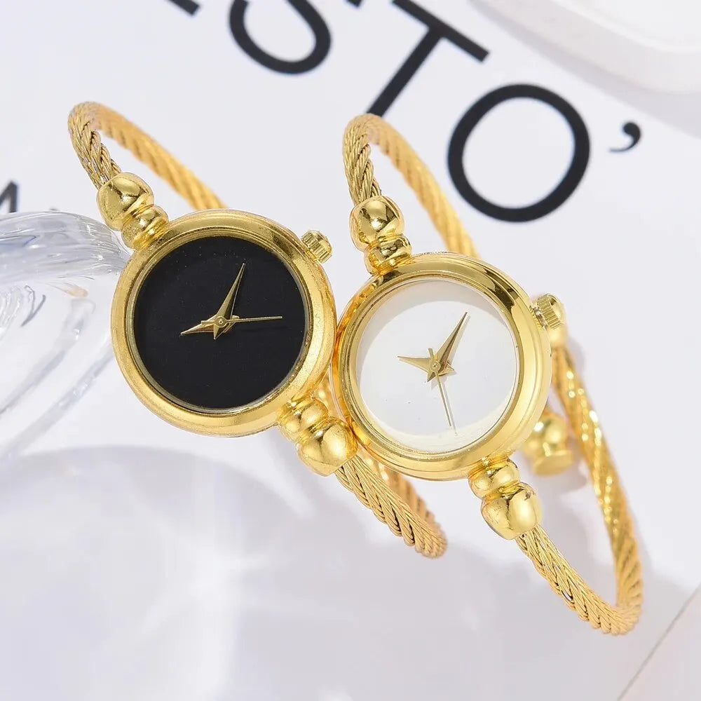 2PCS Fashion Luxury Women's Watch Gold Fine Strap Ladies Watch For Bracelet Montre Femme Female Wrist Watch Women Clock Relojes