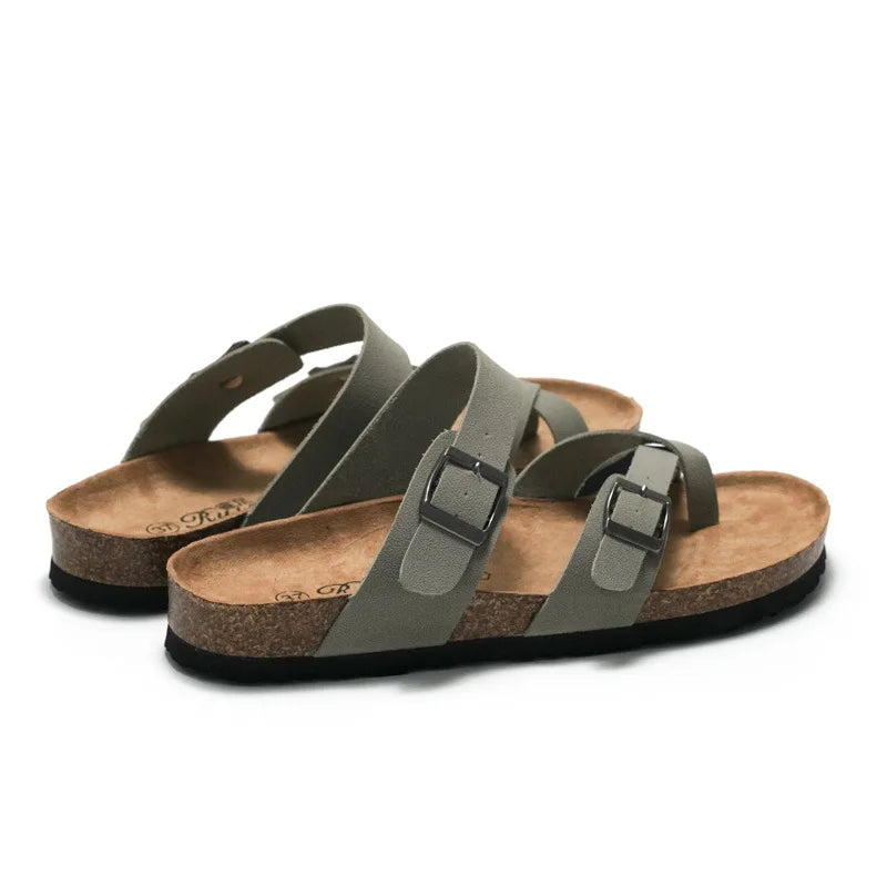 2022 Women Summer Fashion Cork Sandals Beach Gladiator Buckle Strap Sandals Shoes women Flat Casual Beach Sandals  Size 35-45