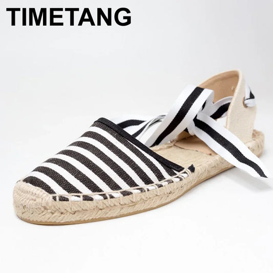 TIMETANG Canvas Espadrille Women Flats Ankle Strap Hemp Bottom Fisherman Shoes For 2017 Spring/Autumn Women Loafers #CH819