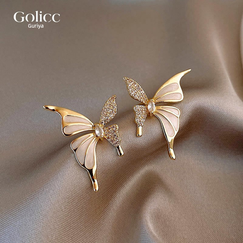 Butterfly Studs Female Light Luxury Minority Best Selling Unique Zircon