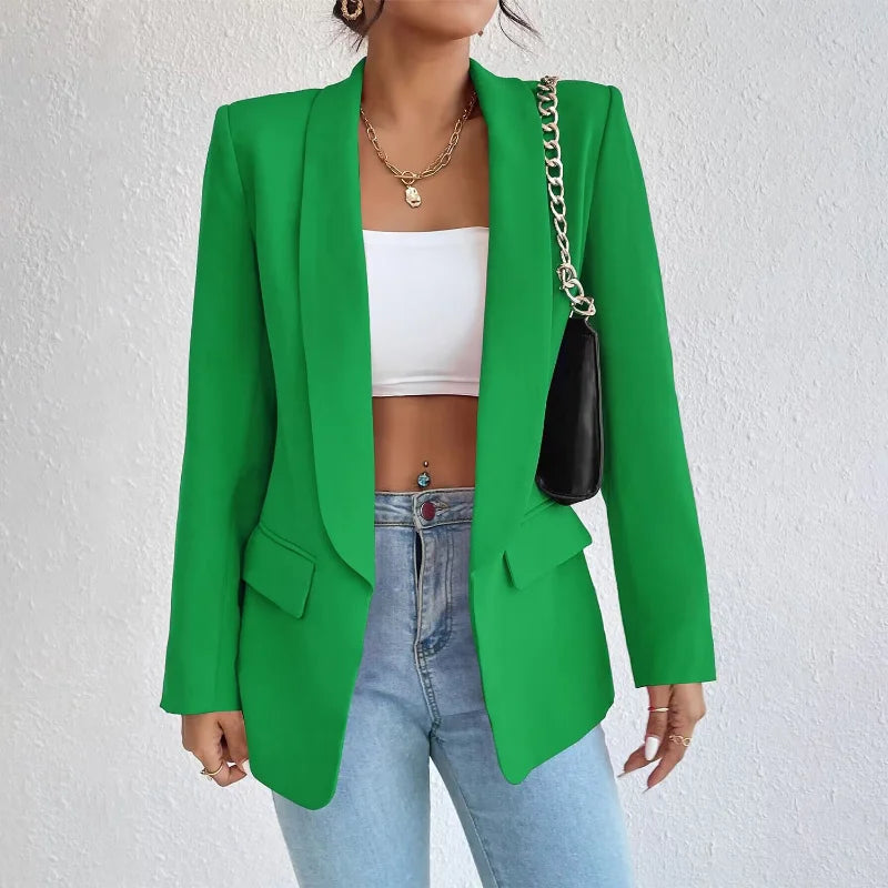 Chic Rose Red Blazers for Women Spring 2023 Casual Coats Black Women's Jacket Suit Basic Slim Summer Blazer Women Jacket Office