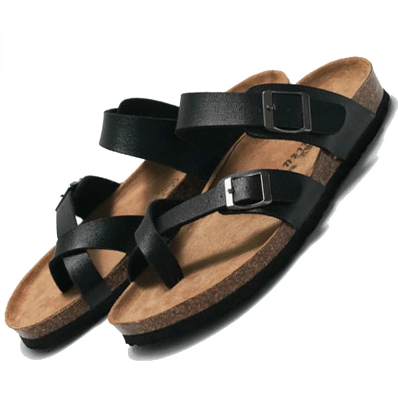 2022 Women Summer Fashion Cork Sandals Beach Gladiator Buckle Strap Sandals Shoes women Flat Casual Beach Sandals  Size 35-45